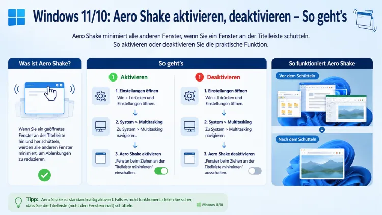 Windows 11/10: Aero Shake aktiviere, deaktivieren – So geht’s