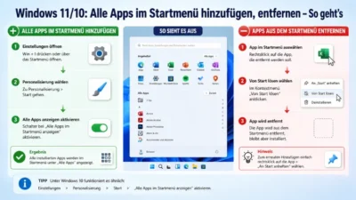 Windows 11/10: Alle Apps im Startmenü hinzufügen, entfernen – So geht’s