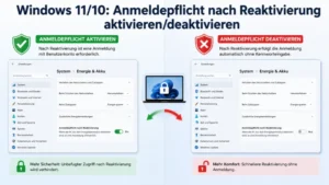 Windows 11/10: Anmeldepflicht nach Reaktivierung aktivieren/deaktivieren