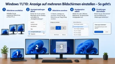Windows 11/10: Anzeige auf mehreren Bildschirmen einstellen – So geht’s