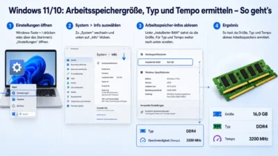 Windows 11/10: Arbeitsspeichergröße, Typ und Tempo ermitteln – So geht’s