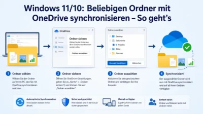 Windows 11/10: Beliebigen Ordner mit OneDrive synchronisieren – So geht’s