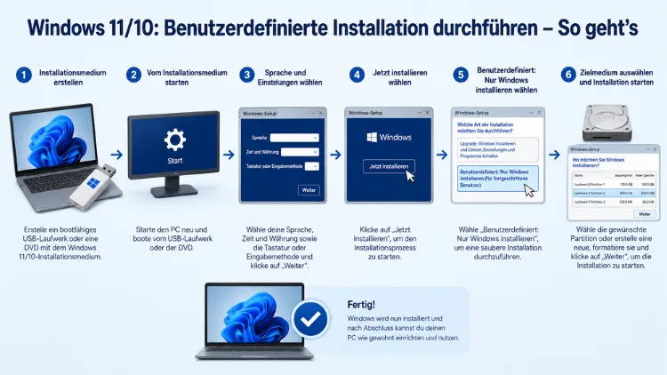 Windows 11/10: Benutzerdefinierte Installation durchführen – So geht’s