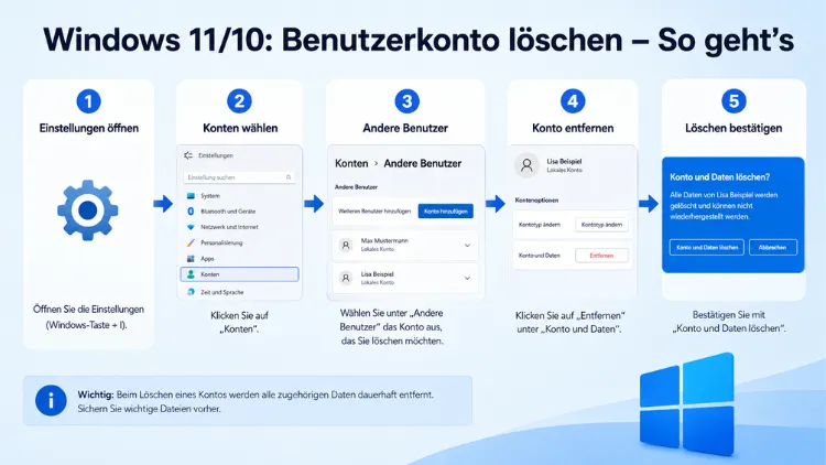Windows 11/10: Benutzerkonto löschen – So geht’s