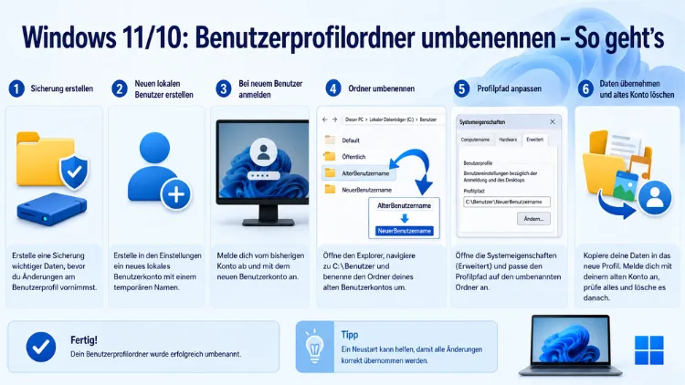 Windows 11/10: Benutzerprofilordner umbenennen – So geht’s