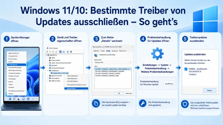 Windows 11/10: Bestimmte Treiber von Updates ausschließen – So geht’s