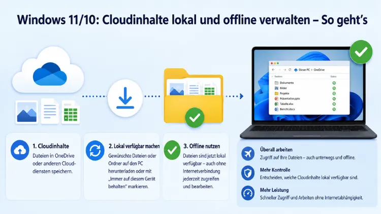 Windows 11/10: Cloudinhalte lokal und offline verwalten – So geht’s