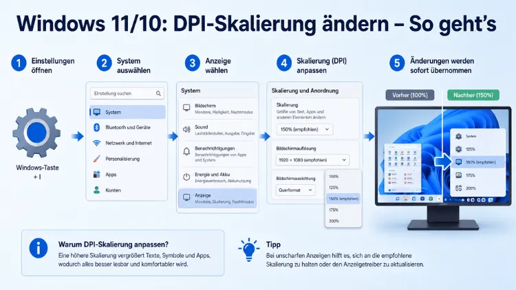 Windows 11/10: DPI-Skalierung ändern – So geht’s