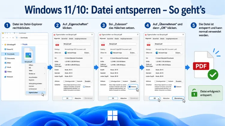Windows 11/10: Datei entsperren – So geht’s