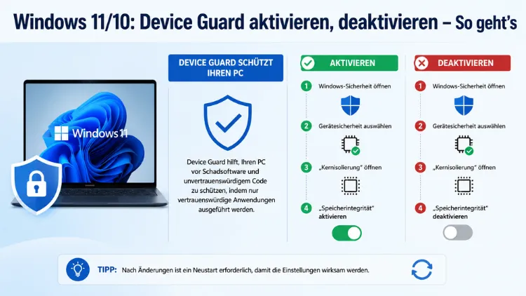 Windows 11/10: Device Guard aktivieren, deaktivieren – So geht’s