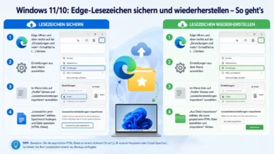 Windows 11/10: Edge-Lesezeichen sichern und wiederherstellen – So geht’s