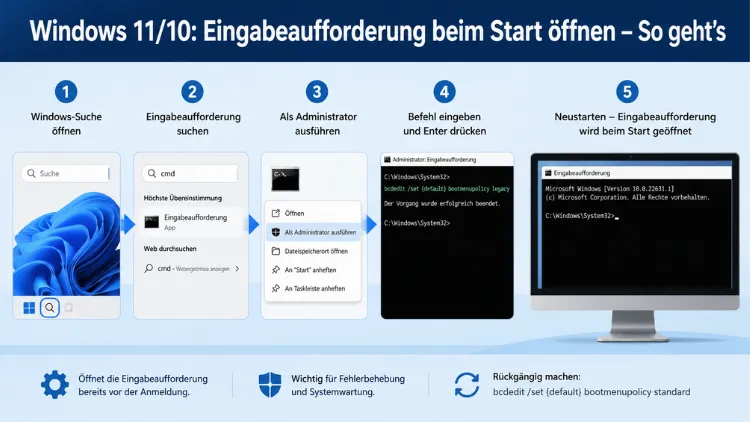 Windows 11/10: Eingabeaufforderung beim Start öffnen – So geht’s