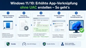 Windows 11/10: Erhöhte App-Verknüpfung ohne UAC erstellen – So geht’s