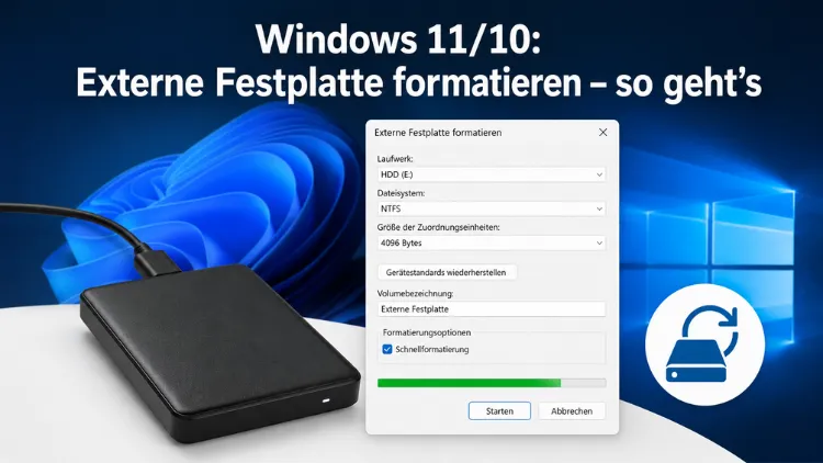 Windows 11/10: Externe Festplatte formatieren – so geht’s