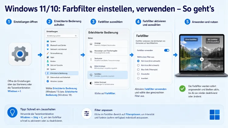 Windows 11/10: Farbfilter einstellen, verwenden – So geht’s