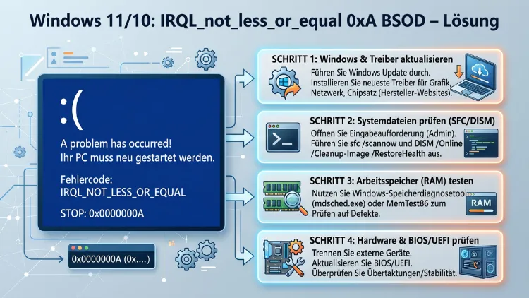 Windows 11/10: IRQL_not_less_or_equal 0xA BSOD – Lösung