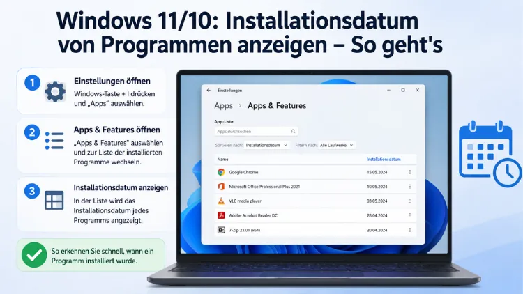 Windows 11/10: Installationsdatum von Programmen anzeigen – So geht's