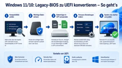 Windows 11/10: Legacy-BIOS zu UEFI konvertieren – So geht’s