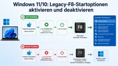 Windows 11/10: Legacy-F8-Startoptionen aktivieren und deaktivieren