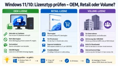 Windows 11/10: Lizenztyp prüfen – OEM, Retail oder Volume?