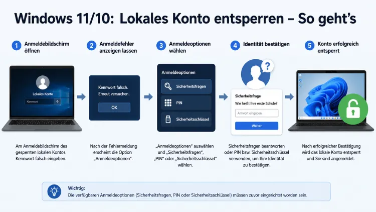 Windows 11/10: Lokales Konto entsperren – So geht’s