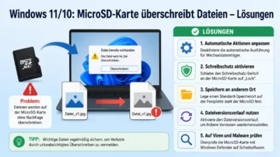 Windows 11/10: MicroSD-Karte überschreibt Dateien – Lösungen