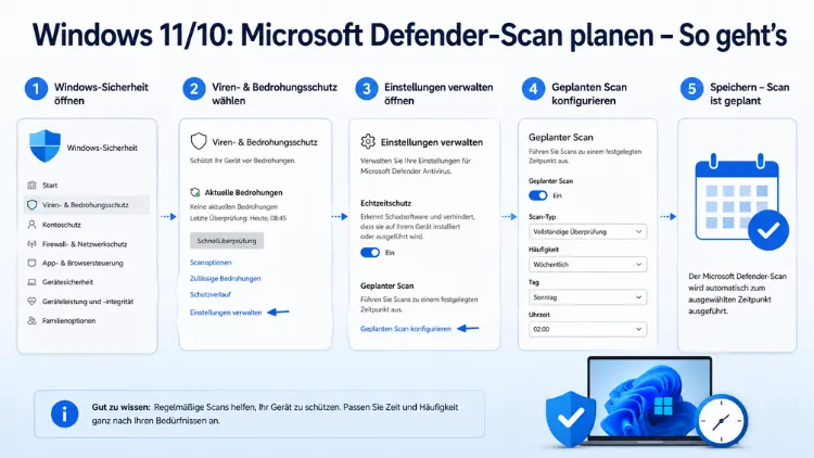 Windows 11/10: Microsoft Defender-Scan planen – So geht’s