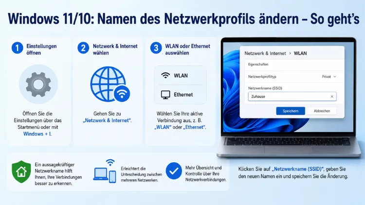 Windows 11/10: Namen des Netzwerkprofils ändern – So geht’s