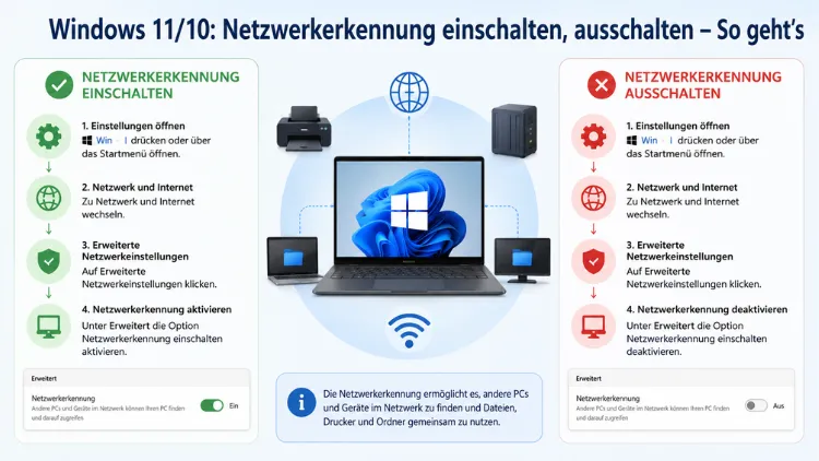 Windows 11/10: Netzwerkerkennung einschalten, ausschalten – So geht’s