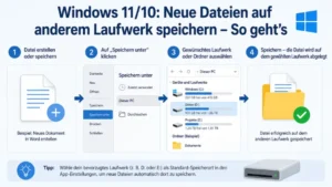 Windows 11/10: Neue Dateien auf anderem Laufwerk speichern – So geht’s