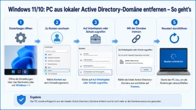 Windows 11/10: PC aus lokaler Active Directory-Domäne entfernen – So geht’s