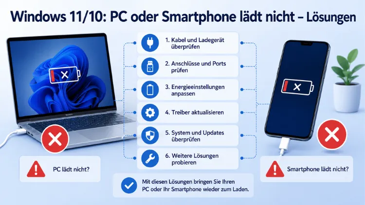 Windows 11/10: PC oder Smartphone lädt nicht – Lösungen