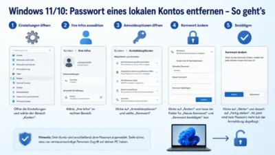 Windows 11/10: Passwort eines lokalen Kontos entfernen – So geht’s
