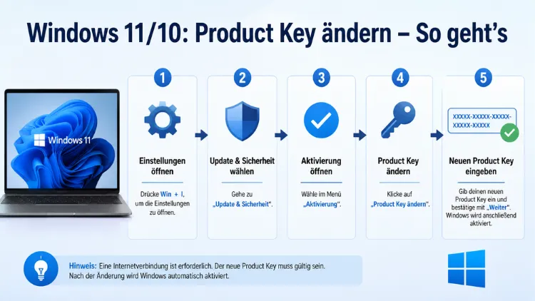 Windows 11/10: Product Key ändern – So geht’s