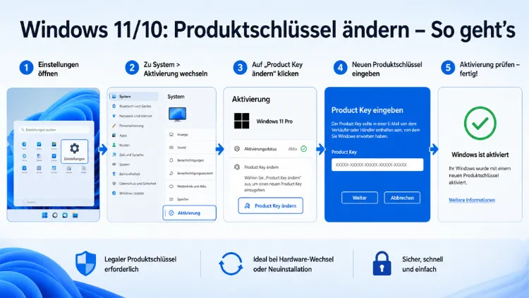 Windows 11/10: Produktschlüssel ändern – So geht’s