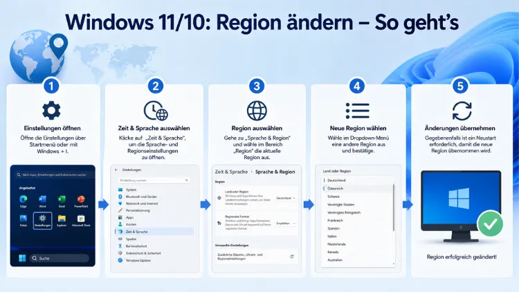 Windows 11/10: Region ändern – So geht’s schnell