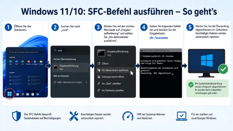 Windows 11/10: SFC-Befehl ausführen – So geht’s