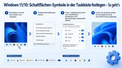 Windows 11/10: Schaltflächen-Symbole in der Taskleiste festlegen – So geht’s