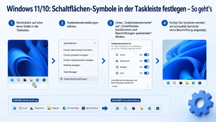 Windows 11/10: Schaltflächen-Symbole in der Taskleiste festlegen – So geht’s