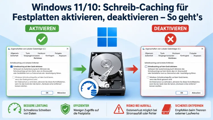 Windows 11/10: Schreib-Caching für Festplatten aktivieren, deaktivieren – So geht’s