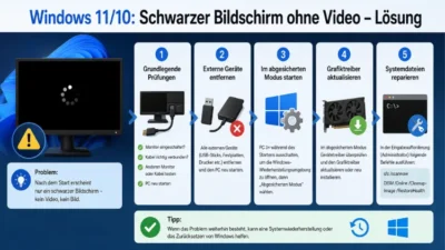 Windows 11/10: Schwarzer Bildschirm ohne Video – Lösung