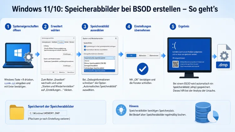 Windows 11/10: Speicherabbilder bei BSOD erstellen – So geht’s