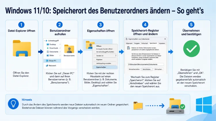 Windows 11/10: Speicherort des Benutzerordners ändern – So geht’s