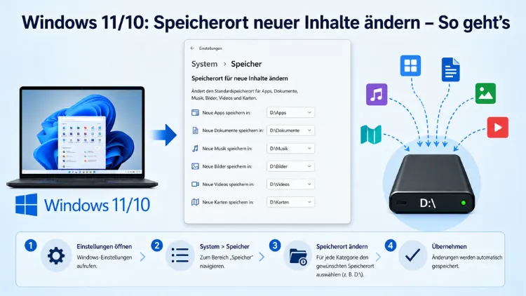 Windows 11/10: Speicherort neuer Inhalte ändern – So geht’s