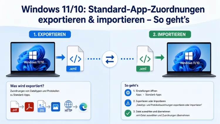 Windows 11/10: Standard-App-Zuordnungen exportieren & importieren – So geht’s