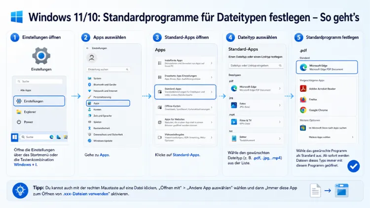 Windows 11/10: Standardprogramme für Dateitypen festlegen – So geht’s