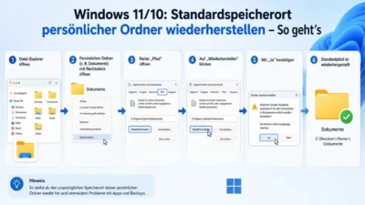Windows 11/10: Standardspeicherort persönlicher Ordner wiederherstellen – So geht’s