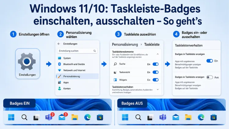 Windows 11/10: Taskleiste-Badges einschalten, ausschalten – So geht’s