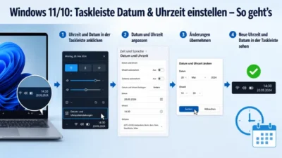 Windows 11/10: Taskleiste Datum & Uhrzeit einstellen – So geht’s