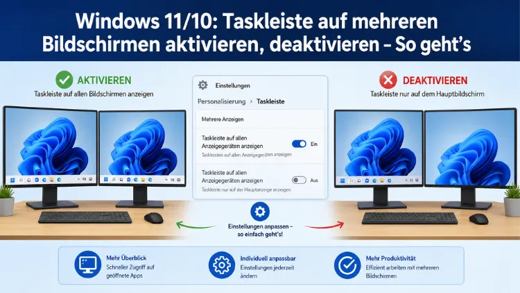 Windows 11/10: Taskleiste auf mehreren Bildschirmen aktivieren, deaktivieren – So geht’s